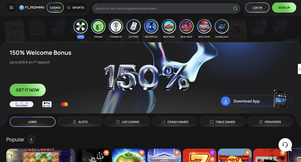 flagman casino desktop interface